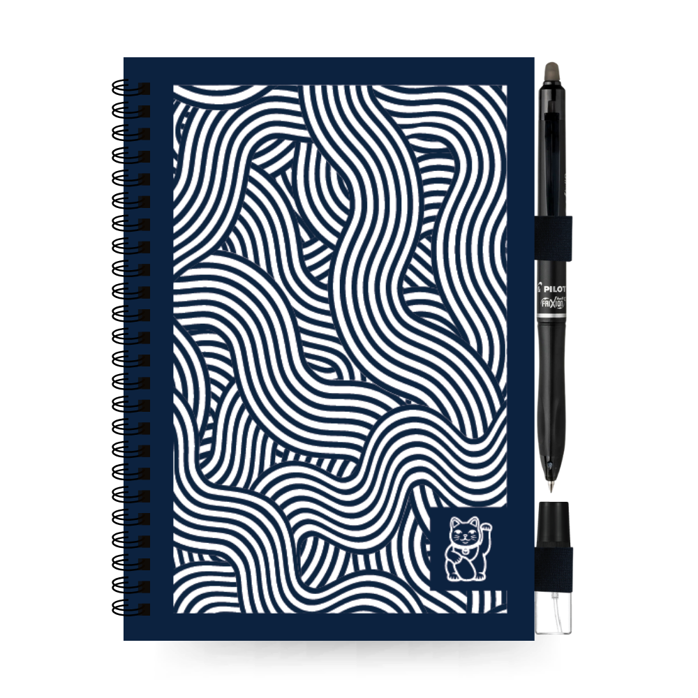 A5 Uitwisbaar notitieboek | Lucky Cat (Night Blue)