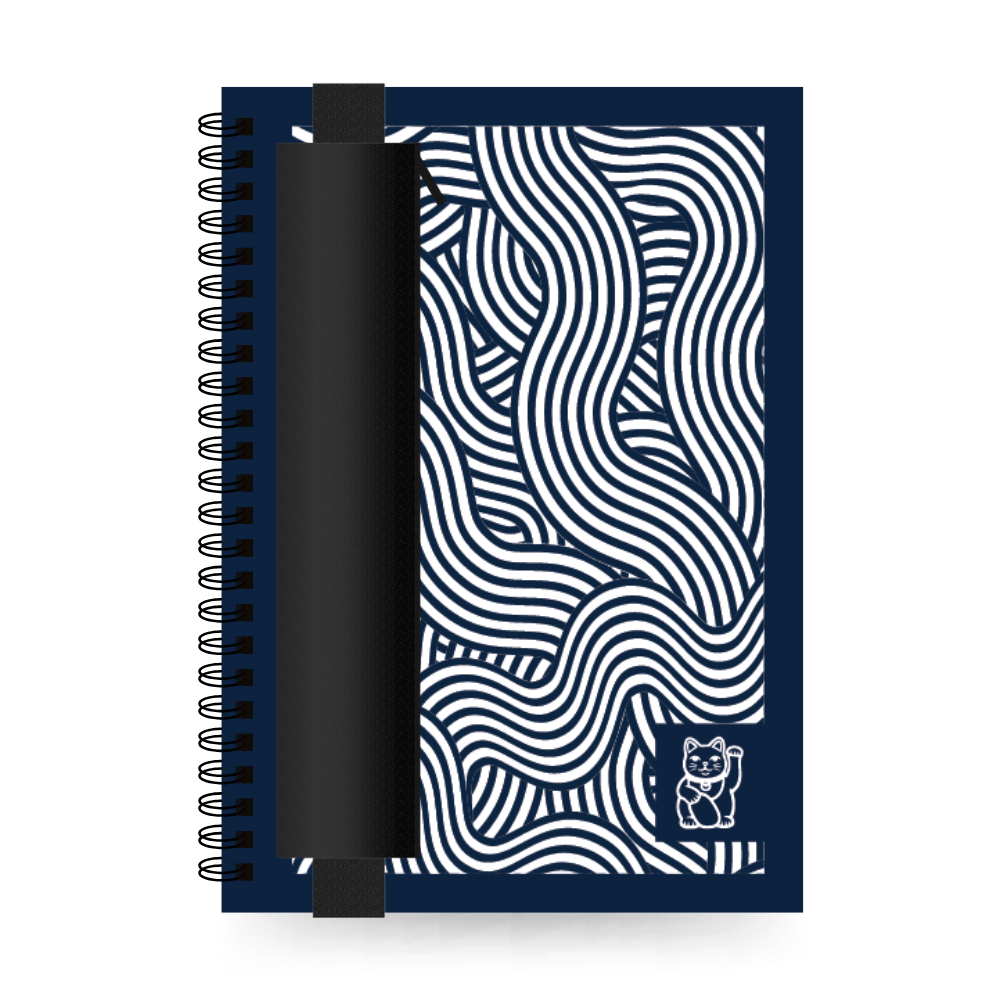 A5 Uitwisbaar notitieboek | Lucky Cat (Night Blue) met etui