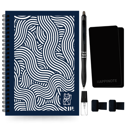 A5 Uitwisbaar notitieboek | Lucky Cat (Night Blue)