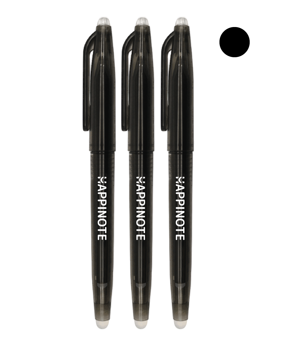 Set van 3 - Happinote Uitwisbare Pen 0.7 - Zwart