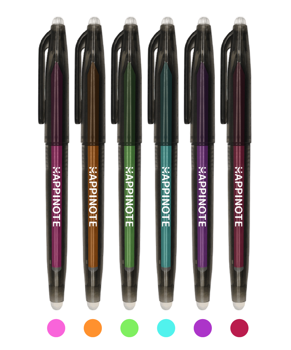 Set van 6 kleuren - Happinote Uitwisbare Pen 0.7 - Kleuren set